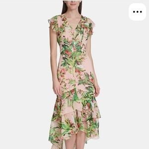 Tommy Hilfiger Pink Floral High-Low Ruffle Dress